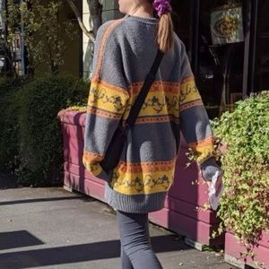 Vintage Grey Print Sweater